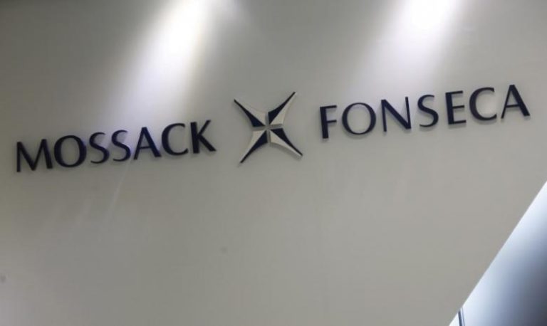 FILE PHOTO: The company logo of Mossack Fonseca is seen inside the office of Mossack Fonseca & Co. Limited in Hong Kong