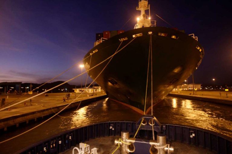 super tanker in lock