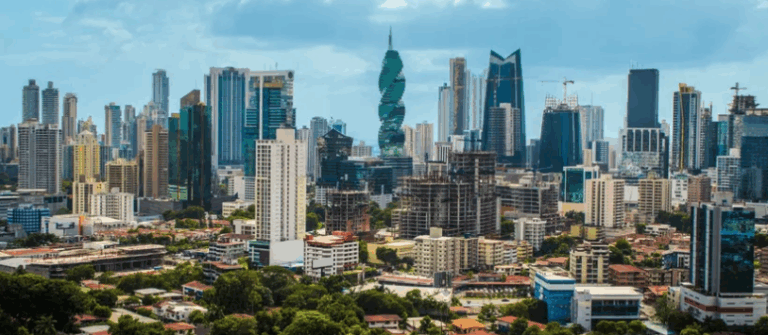 Skyline of Panama City,Panama on a beautiful sunny day