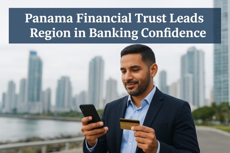 Financial trust Panama: citizens using mobile wallets and banking services