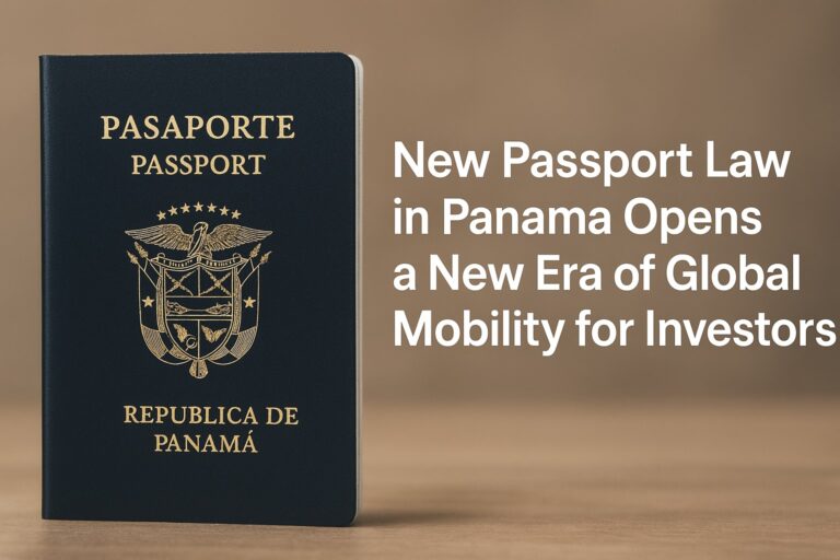 Panama introduces a new special passport law to boost global mobility for qualified investors, showing the Panamanian passport against a soft background.