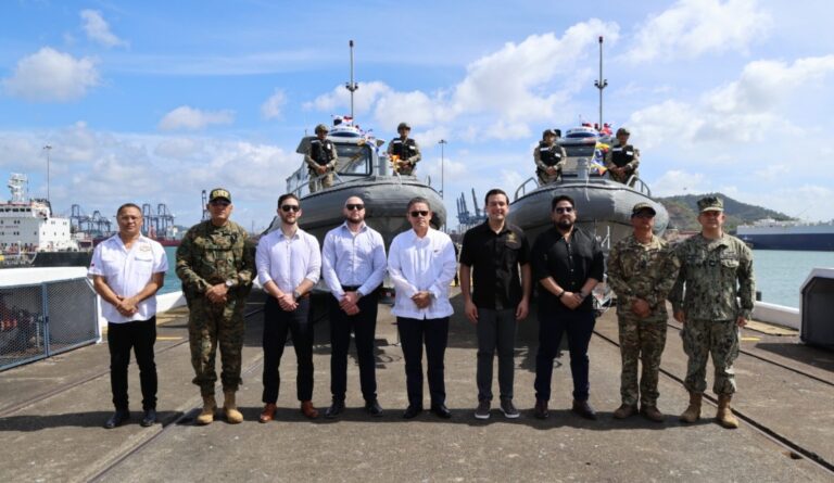 South Command boat donation ceremony featuring four interceptor vessels for the Panama Ministry of Security.