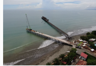 Strategic Puerto Armuelles investment site showing the multipurpose port terminal layout and coastal area.