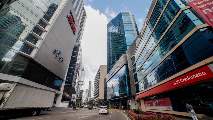 Modern skyscrapers in the Panama City financial district representing Panama banking expansion and foreign capital investment.