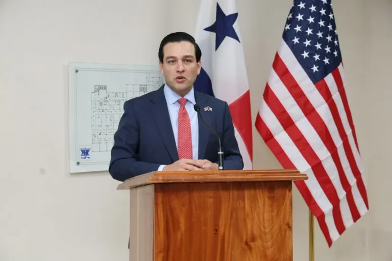 US Ambassador Kevin Marino Cabrera expressing support for the new Panama port concession management.