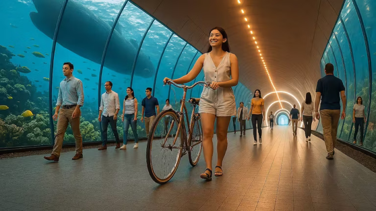 Concept visualization of The Canal Underline tunnel for pedestrians and cyclists.