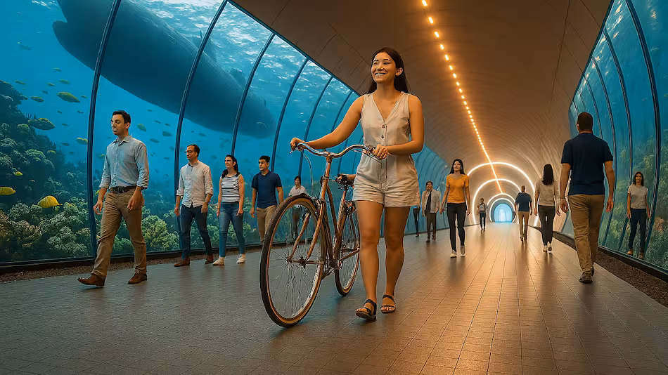 Concept visualization of The Canal Underline tunnel for pedestrians and cyclists.